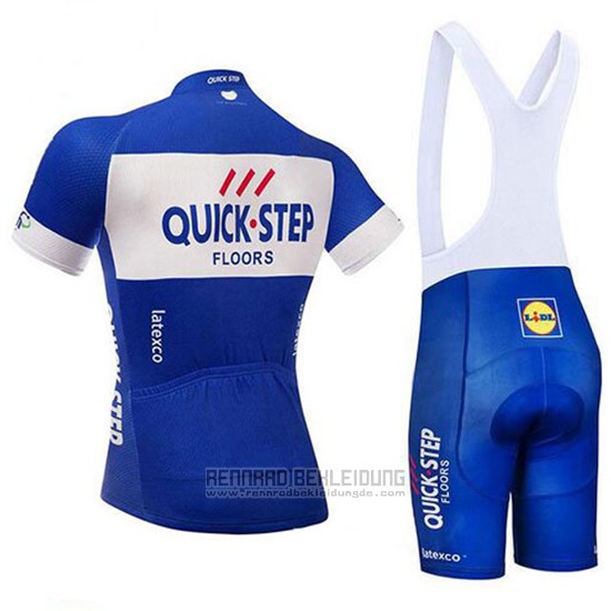 2018 Fahrradbekleidung Quick Step Floors Blau und Wei Trikot Kurzarm und Tragerhose